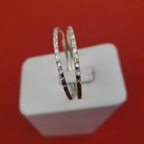 Sterling silver ladies hoop earrings New - Picture 9 of 14